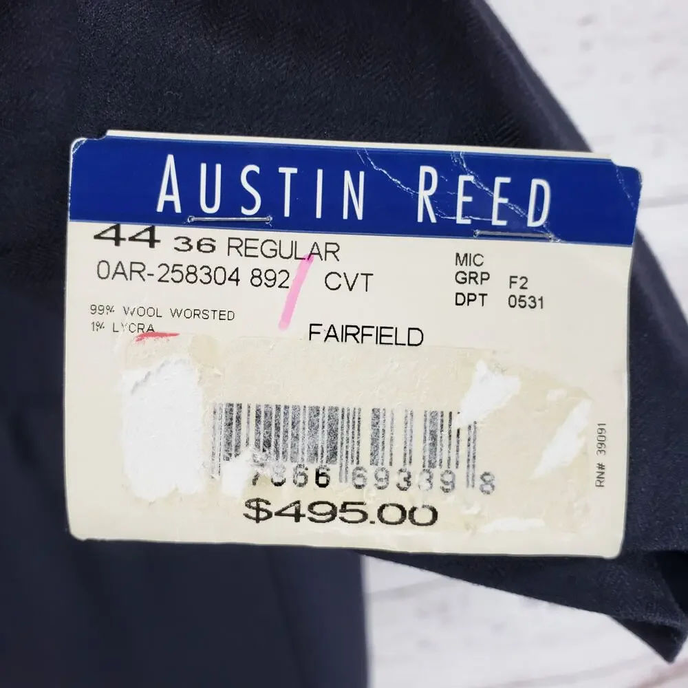 Austin Reed New Black Wool Super 100's Herringbone Suit Jacket 44R